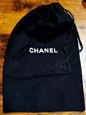 NEW Chanel Black Drawstring Dust Bag Medium Canvas Handbag Storage Wallet Pouch